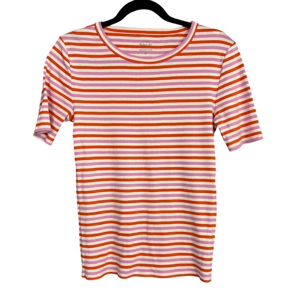 J Crew 100% Cotton Striped Tee Size M